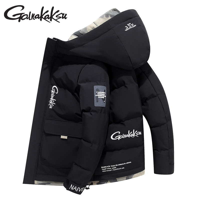 Outdoor Sport Jacket - แจ็คเก็ตตกปลามีฮู้ดหนาสำหรับกีฬากลางแจ้งฤดูใบไม้ร่วงฤดูหนาวเสื้อโค้ทพิมพ์ลายเสื้อโค้ทผ้าคอตตอนสำหรับใส่เดินเขา