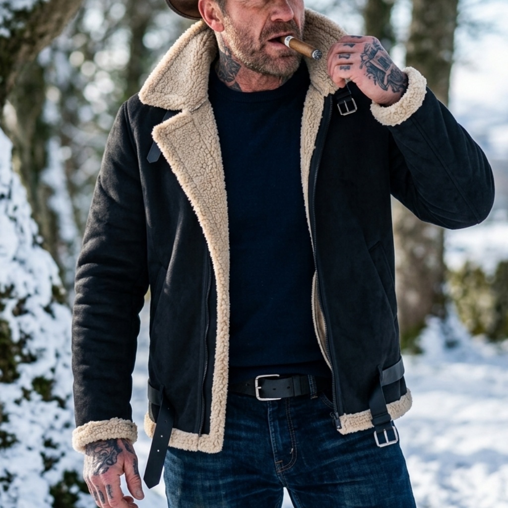 Outdoor Sport Jacket - เสื้อแจ็คเก็ตหนังกลับเทียมบุขนแกะสำหรับผู้ชาย เสื้อโค้ทอุ่นๆ สำหรับล่าสัตว์ เดินป่า กันลม สวมใส่สบายๆ
