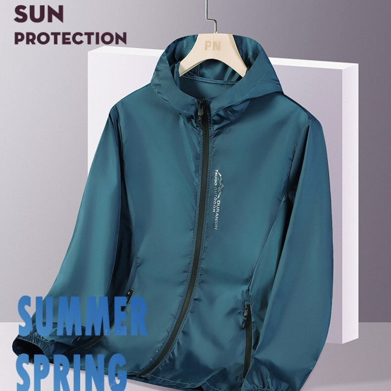 Outdoor Sport Jacket - UPF50+ ฤดูร้อนกลางแจ้งแห้งเร็วป้องกันแสงแดดเสื้อแจ็คเก็ตบางผู้ชายเดินป่าตกปลาขี่จักรยานมีฮู้ดยิมกีฬาเสื้อกันลมน้ำหนักเบาพิเศษ
