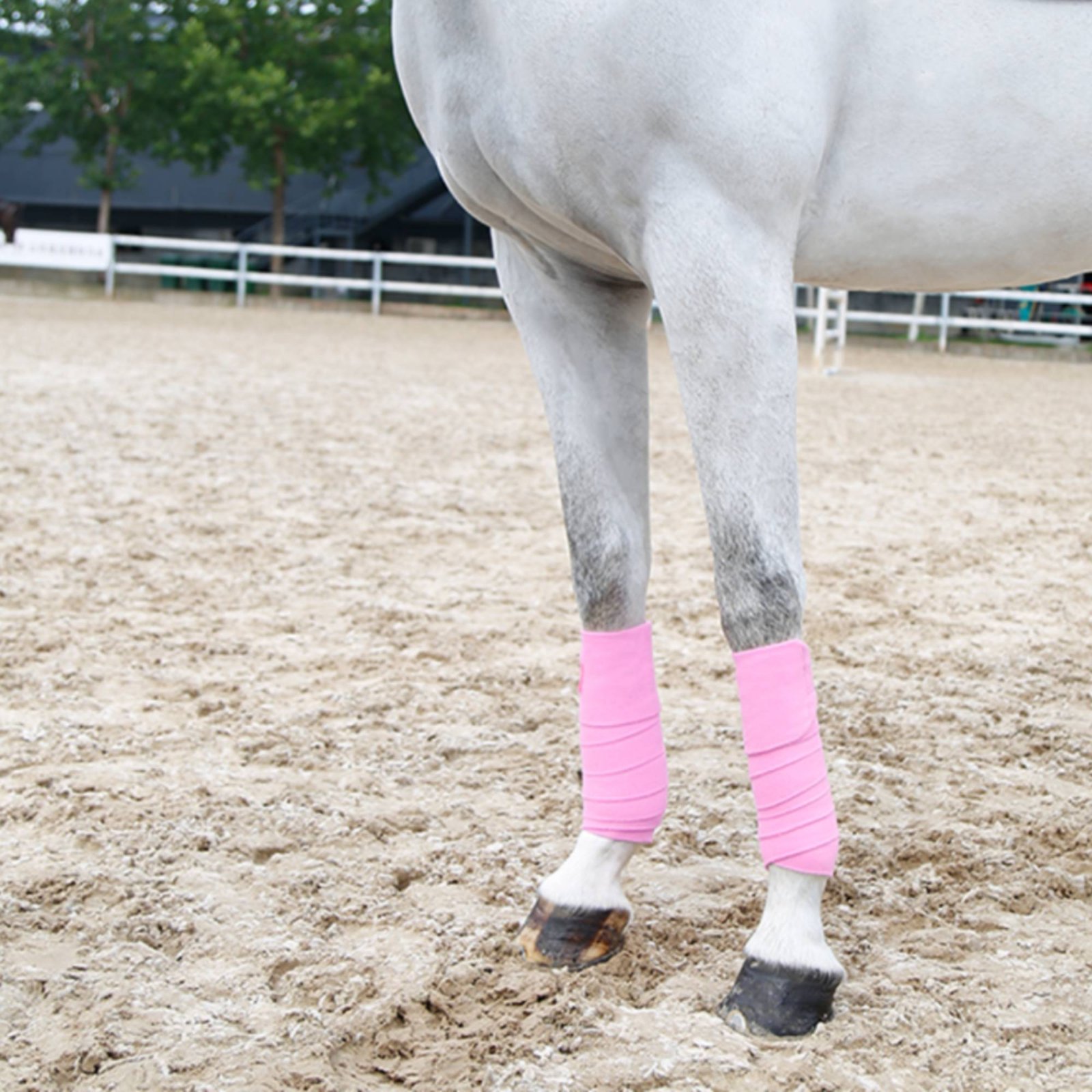 Polo Wraps Fleece - ผ้าพันขาสำหรับม้าแบบยาว 4 ชิ้น ผ้าฟลีซ ผ้าพันขาสำหรับใช้ในคอกม้า อุปกรณ์ขี่ม้าแบบม้วน