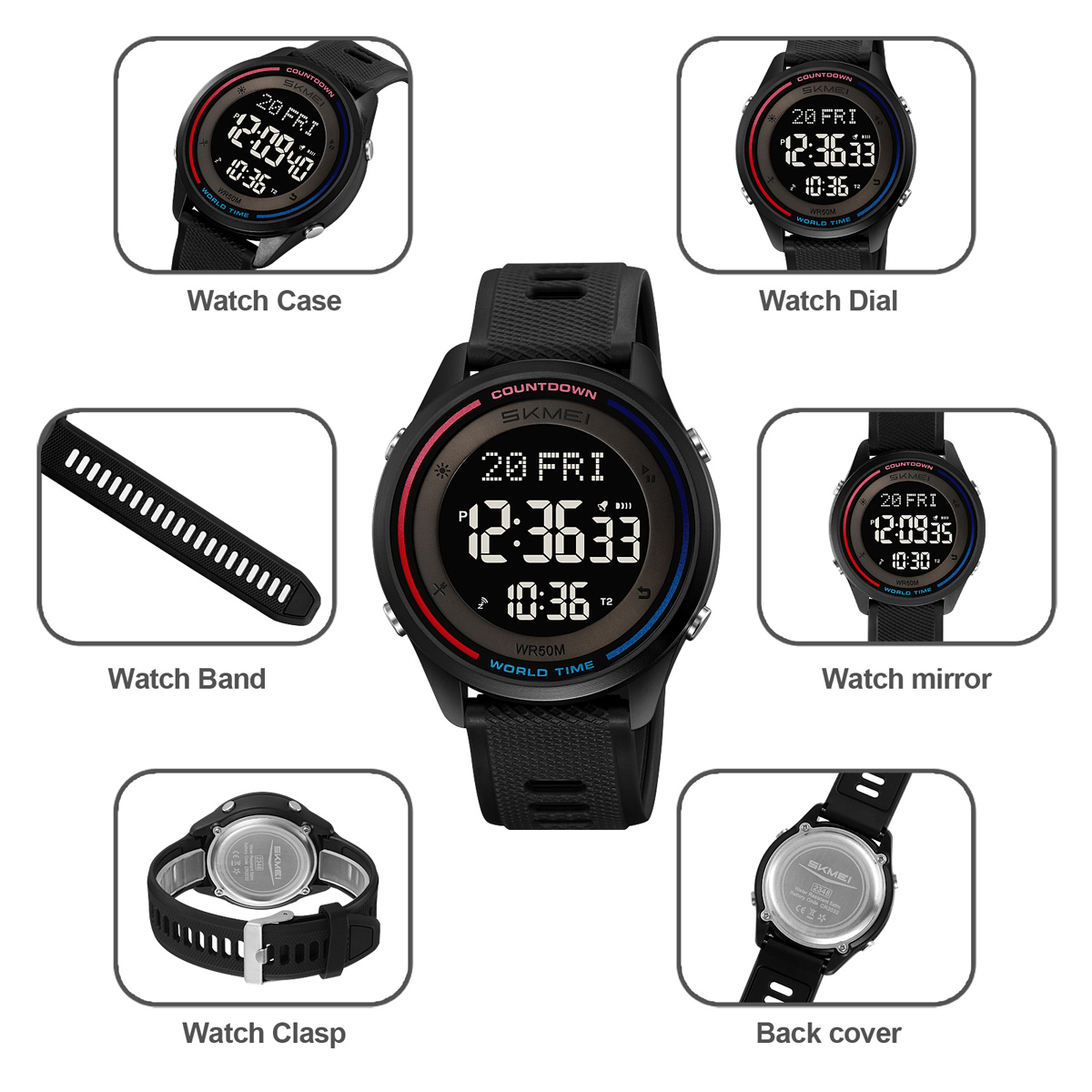 นาฬิกาข้อมือดิจิตอลกันน้ำ SKME - Outdoor Sports List บทวิจารณ์และราคา